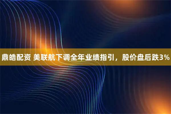 鼎皓配资 美联航下调全年业绩指引，股价盘后跌3%